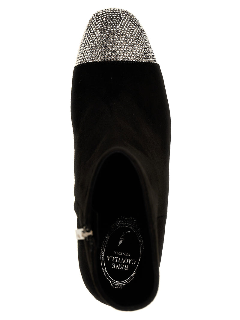 RENE CAOVILLA Bonnie Black Leather Ankle Boots