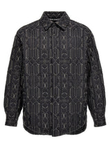 Palm Angels Gray All Monogram Quilted Dover Shell Jacket