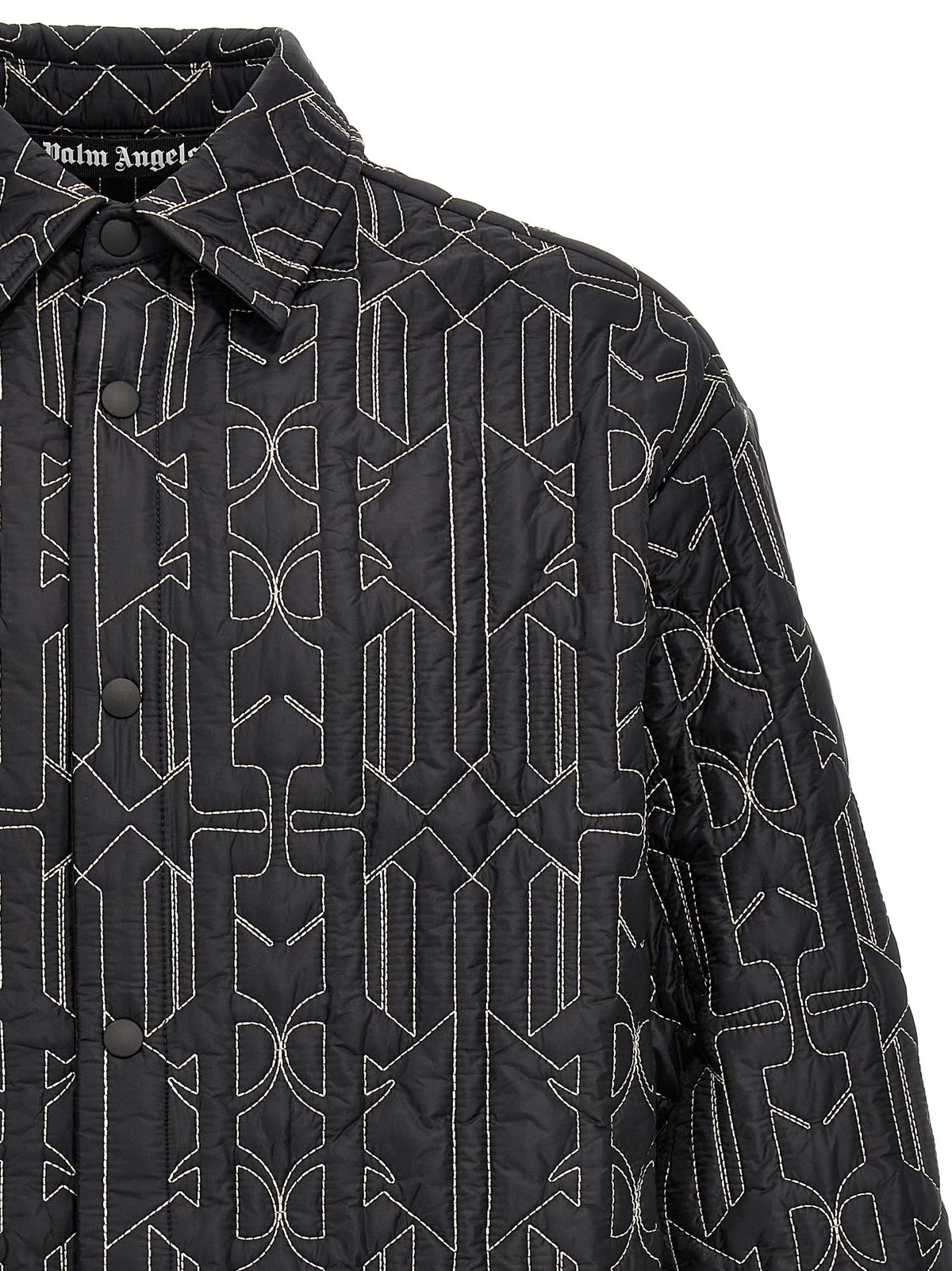 Palm Angels Gray All Monogram Quilted Dover Shell Jacket
