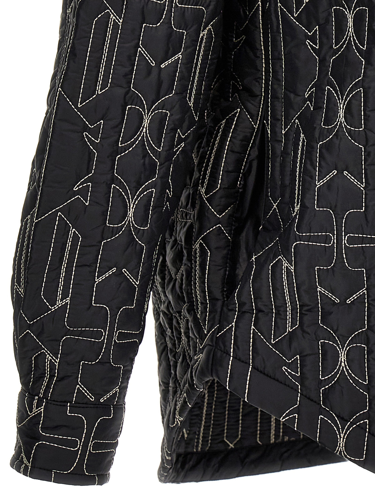 Palm Angels Gray All Monogram Quilted Dover Shell Jacket