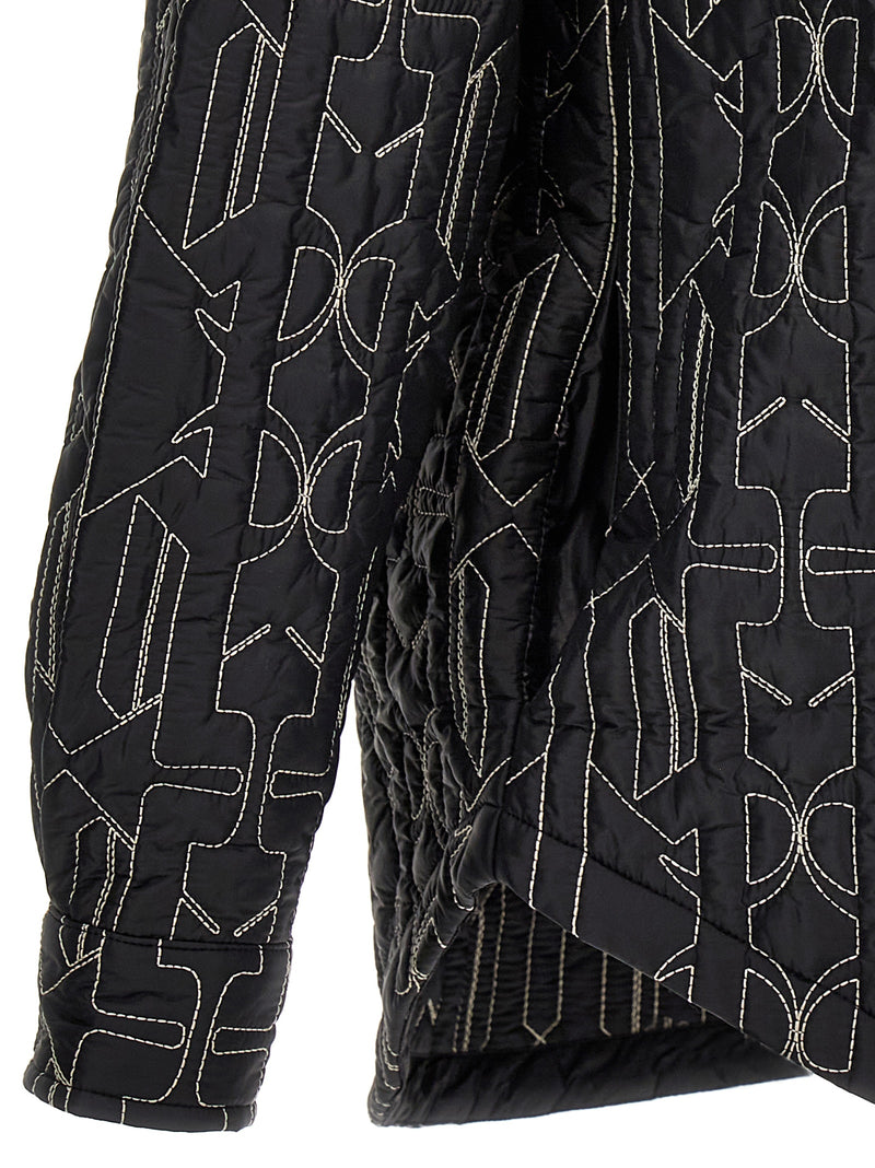 Palm Angels Gray All Monogram Quilted Dover Shell Jacket