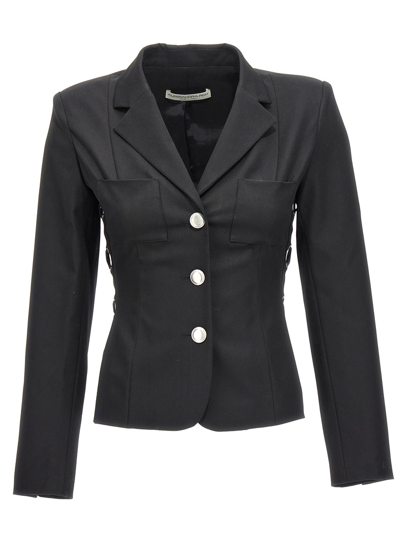Alessandra Rich Black Wool Blazer - Elegant and Chic