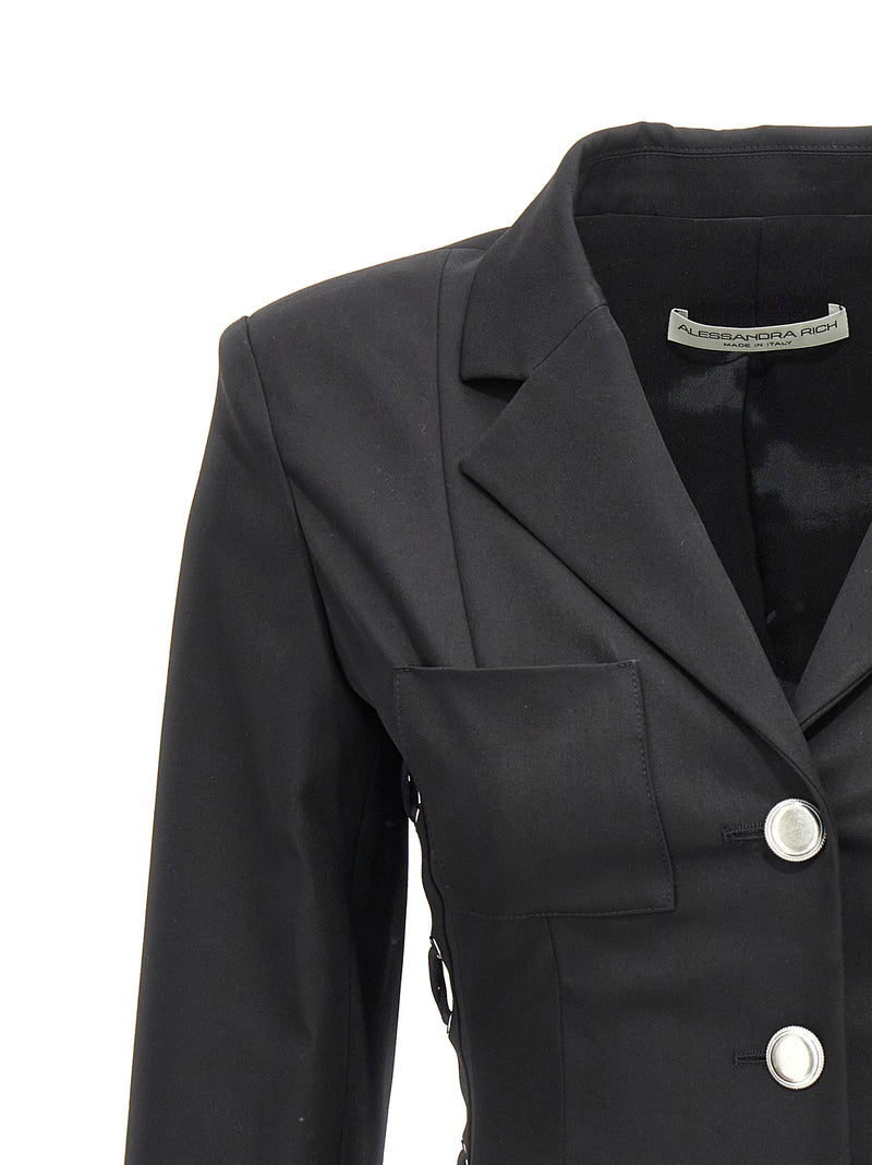 Alessandra Rich Black Wool Blazer - Elegant and Chic