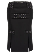 Alessandra Rich Black Wool Midi Skirt