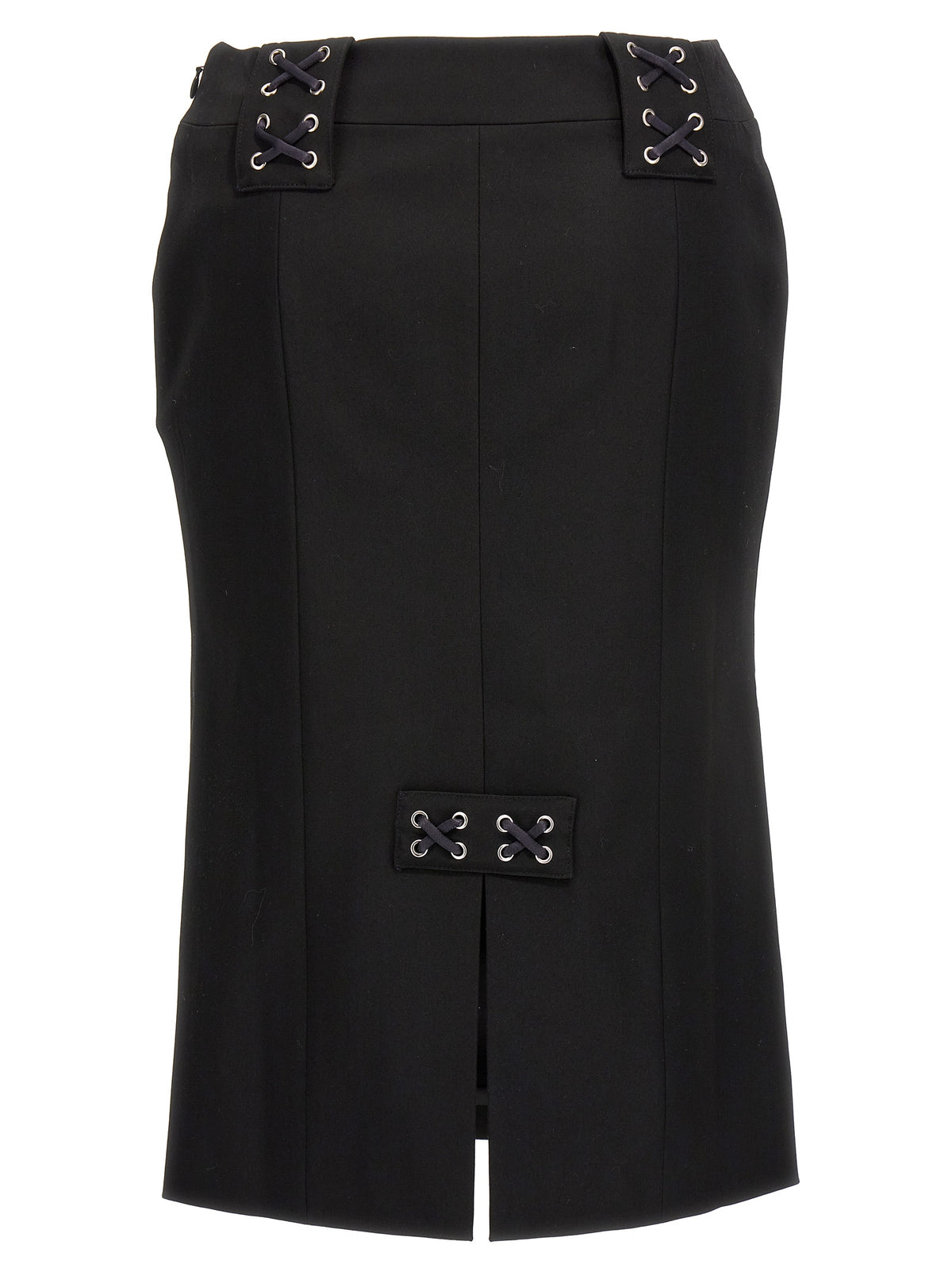 Alessandra Rich Black Wool Midi Skirt