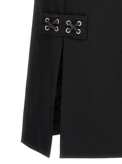 Alessandra Rich Black Wool Midi Skirt