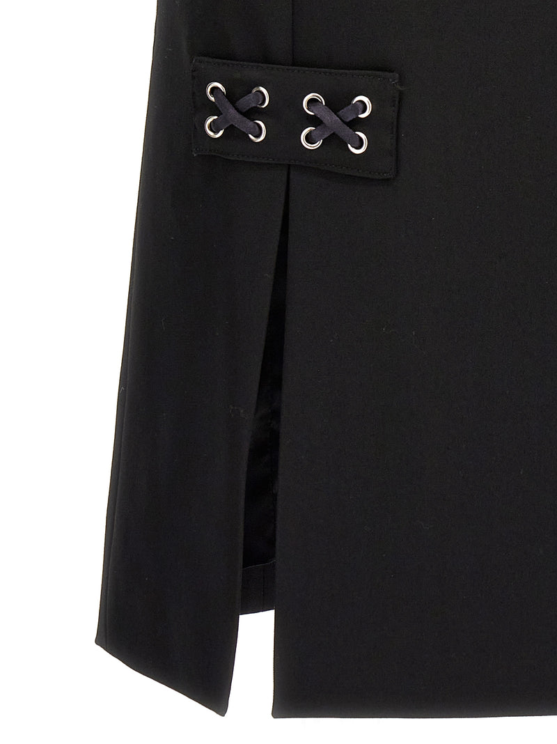 Alessandra Rich Black Wool Midi Skirt