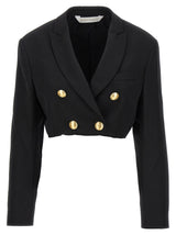 Palm Angels Black Double-Breasted Cropped Blazer