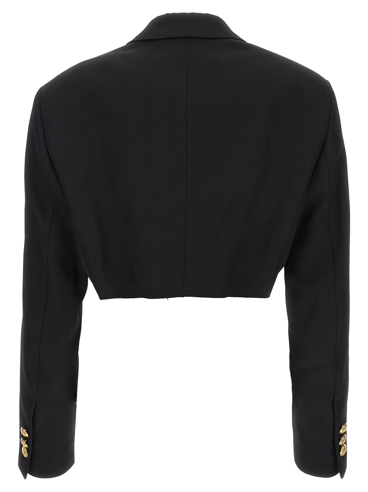 Palm Angels Black Double-Breasted Cropped Blazer