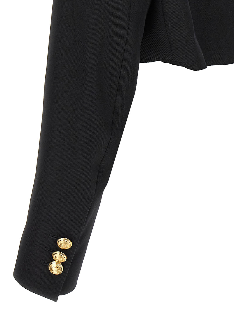 Palm Angels Black Double-Breasted Cropped Blazer