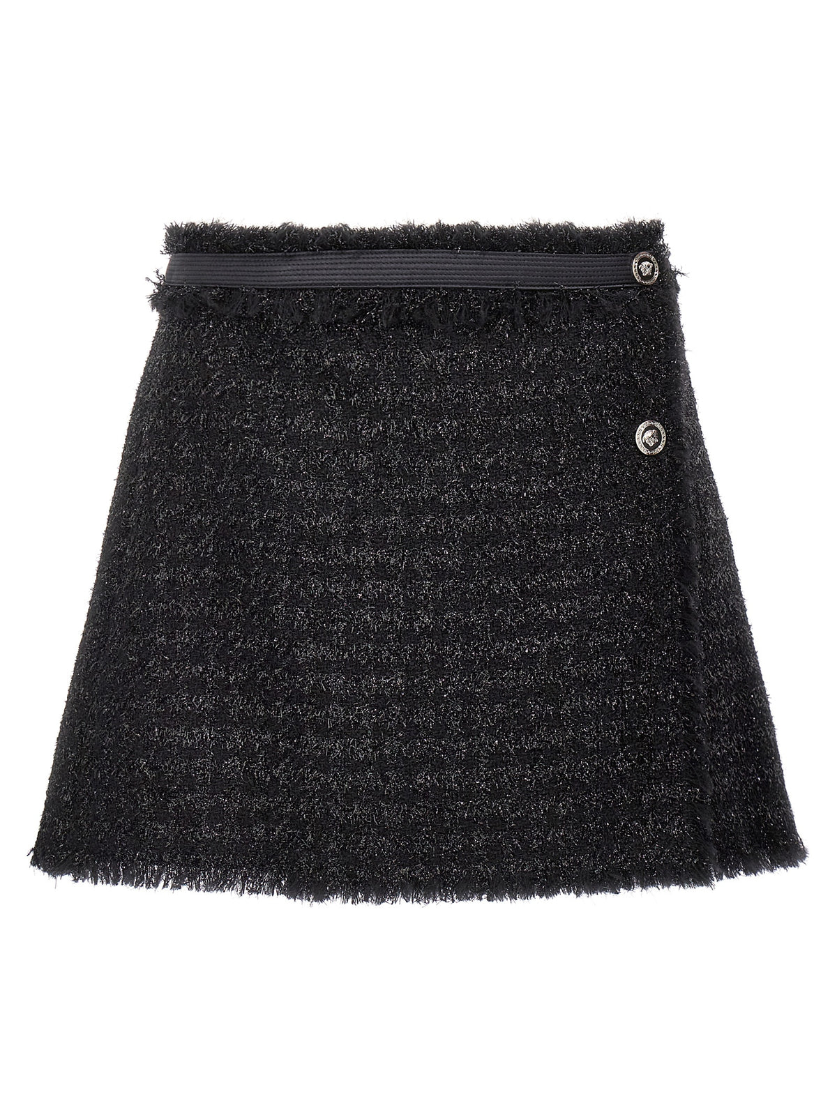 Versace Black Virgin Wool Long Skirt - Iconic Elegance