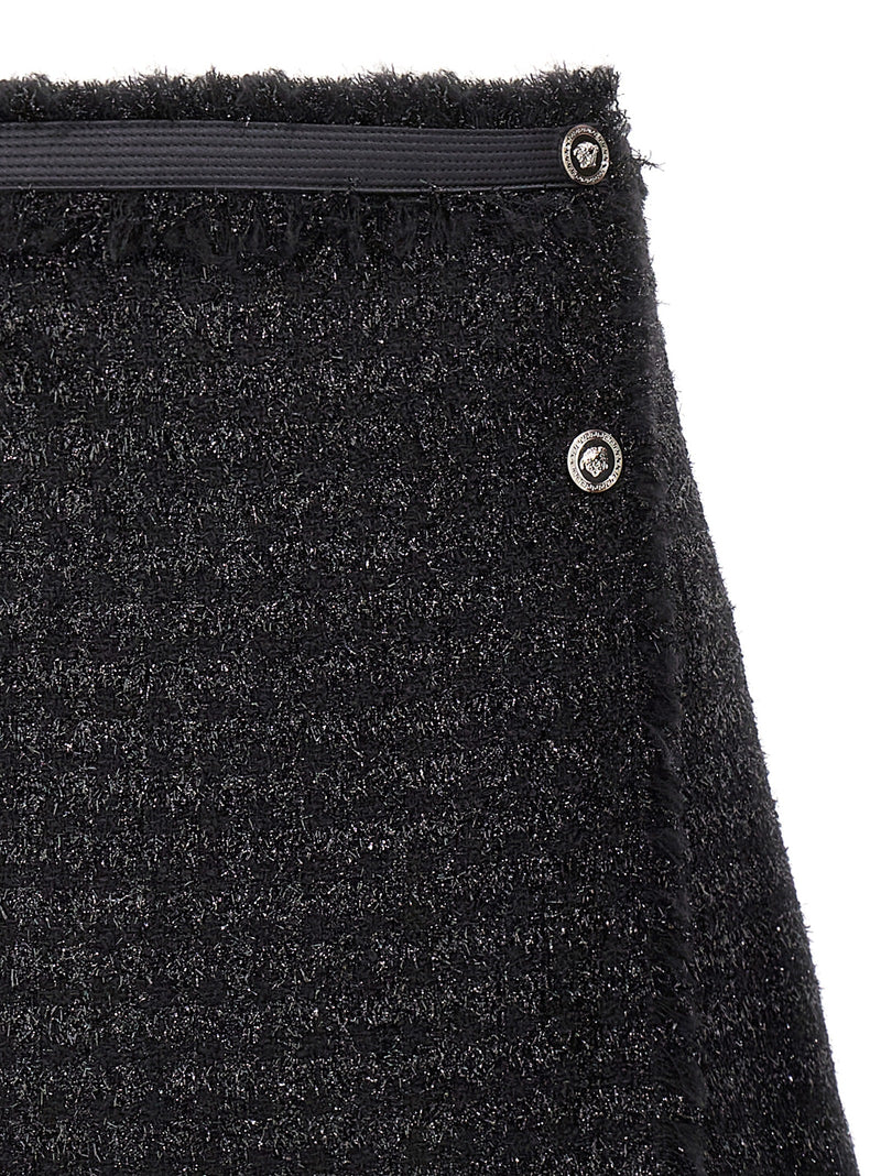 Versace Black Virgin Wool Long Skirt - Elegant & Timeless