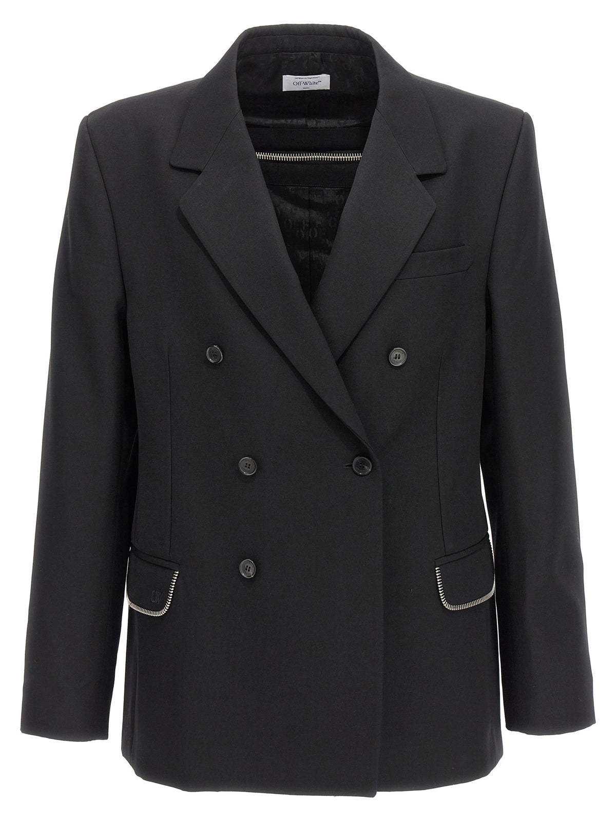 Off-White Black Virgin Wool Blazer - Modern Chic Tailoring