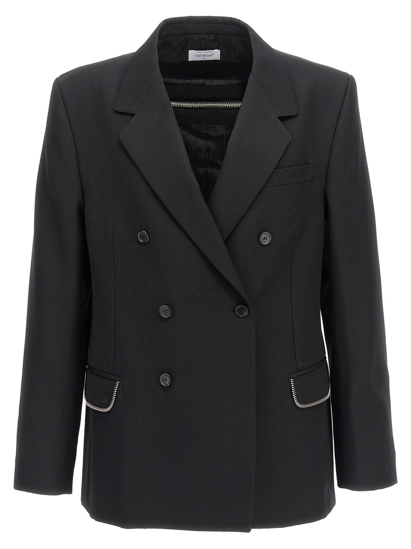 Off-White Black Virgin Wool Blazer - Modern Chic & Sophistication