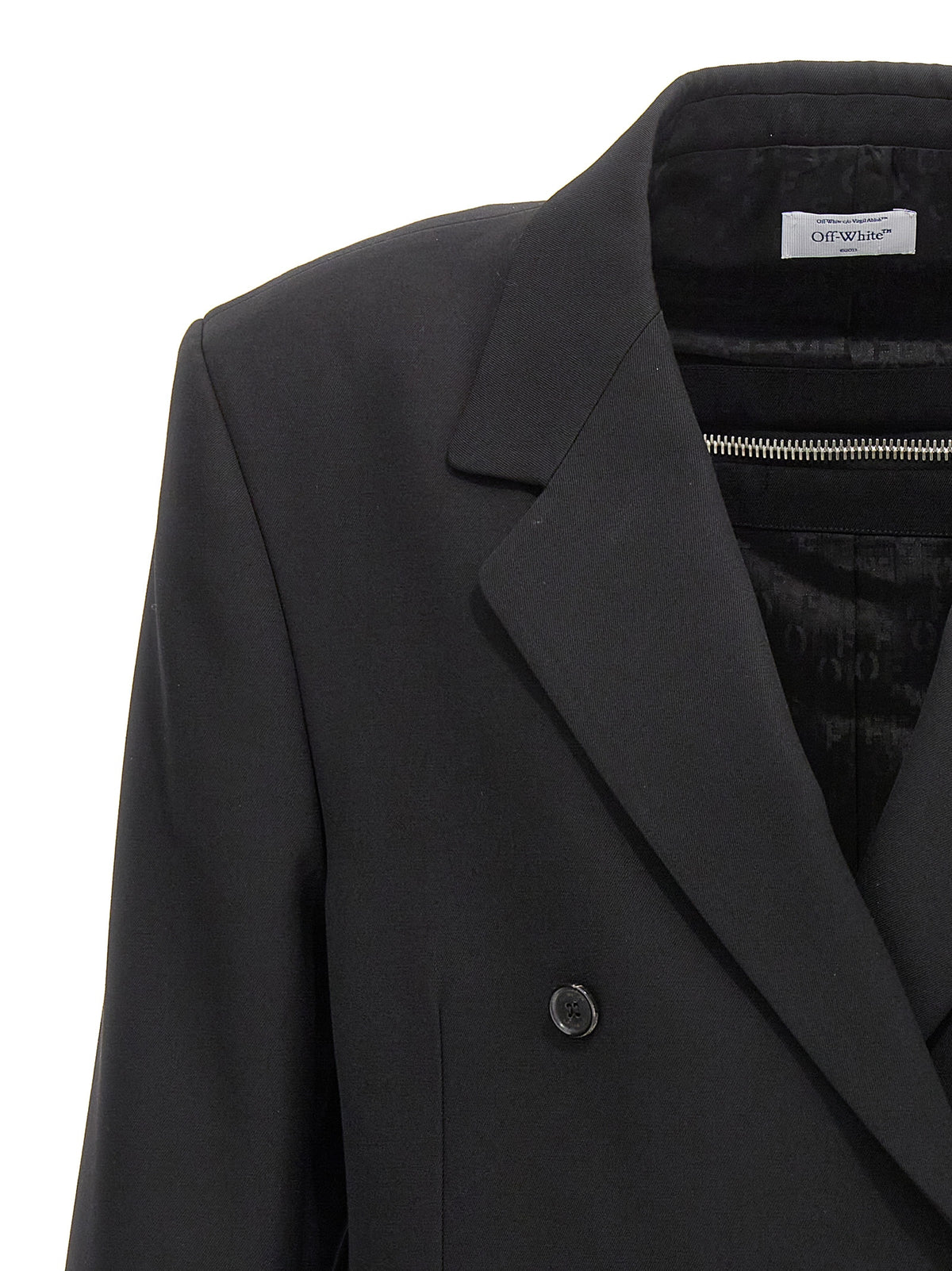 Off-White Black Virgin Wool Blazer - Modern Chic Tailoring