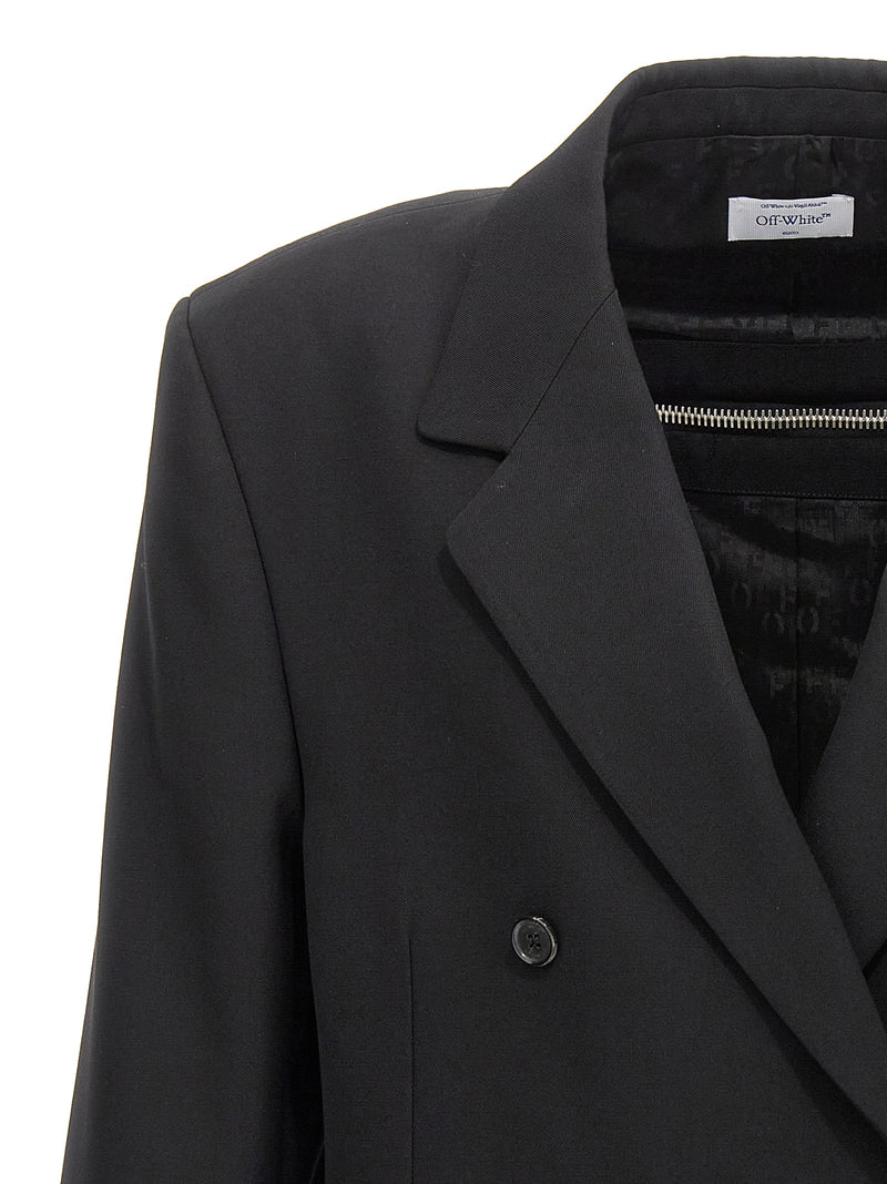 Off-White Black Virgin Wool Blazer - Modern Chic & Sophistication