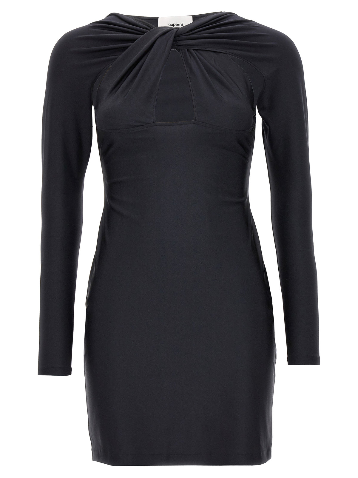 Coperni Black Polyamide Short Dress - Twisted Cut-Out Design