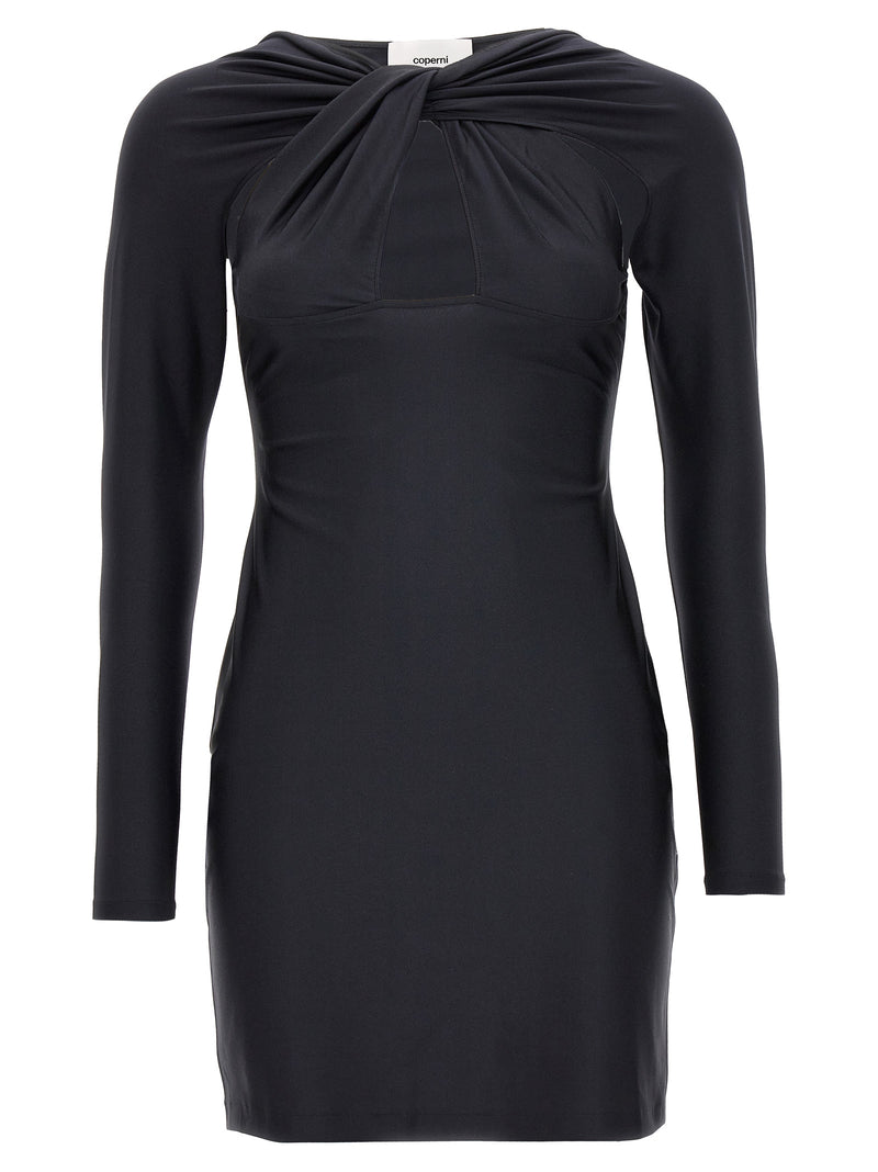 Coperni Black Polyamide Twisted Cut-Out Short Dress