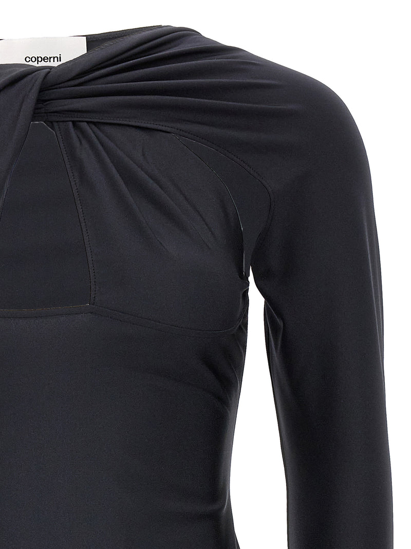 Coperni Black Polyamide Twisted Cut-Out Short Dress