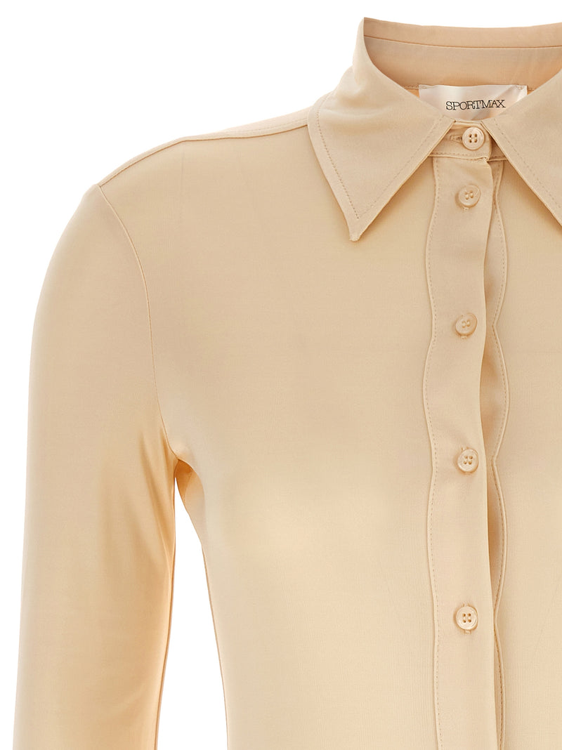Sportmax Pera Beige Viscose Shirt-Style Bodysuit