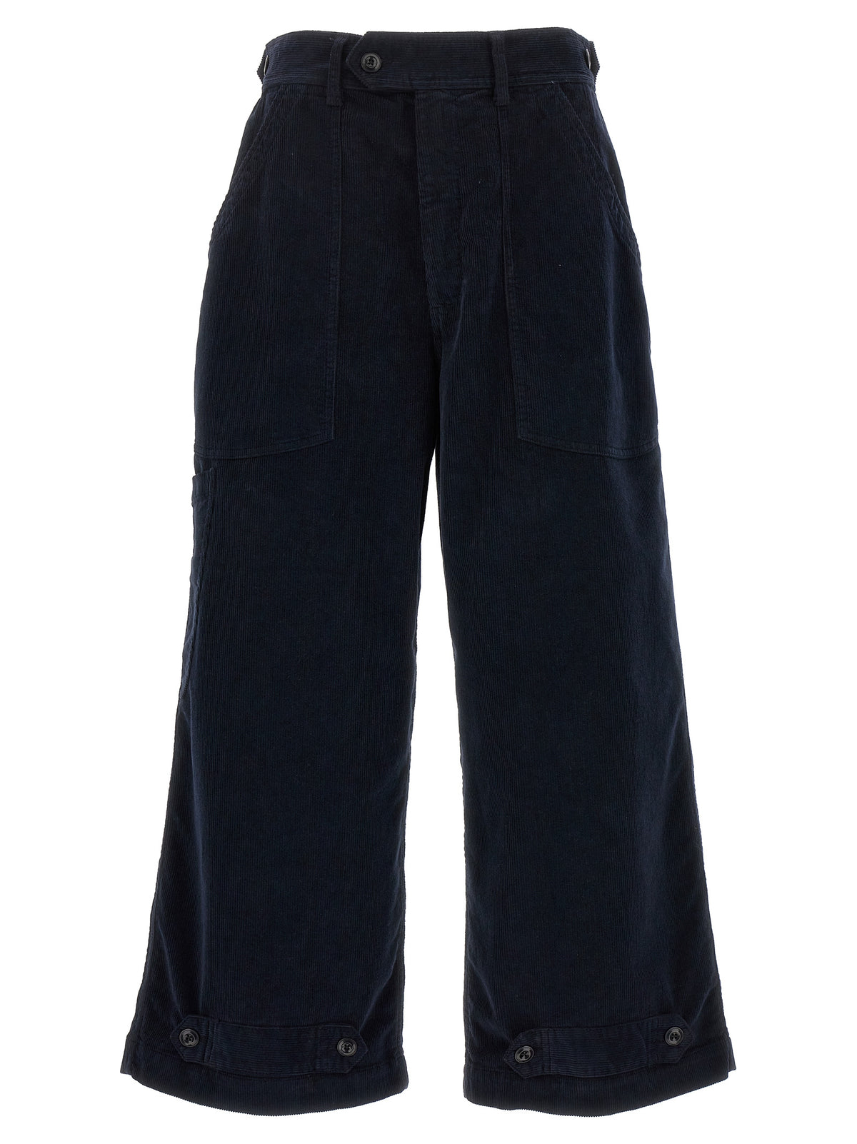 CELLAR DOOR Paola Blue Cotton Wide-Leg Casual Pants