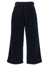 CELLAR DOOR Paola Blue Cotton Wide-Leg Casual Pants