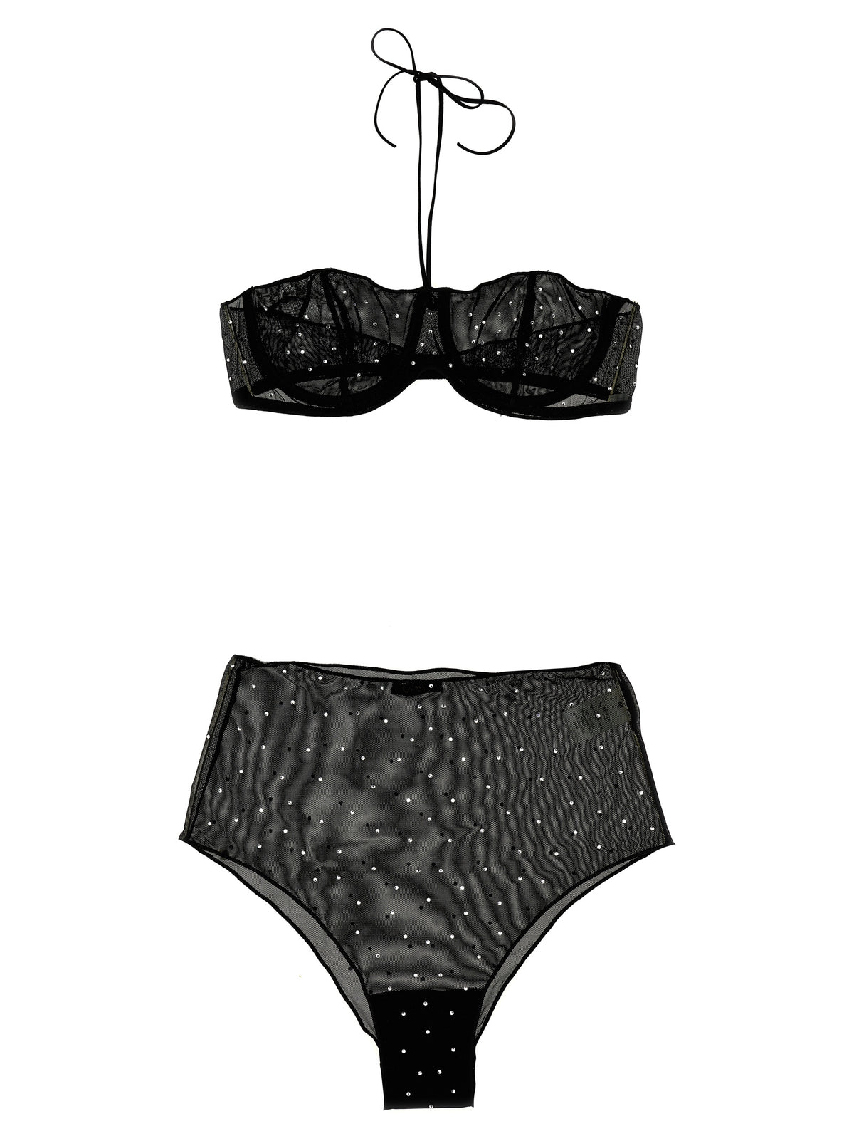 Oséree Gem Necklace Black Polyamide Lingerie Set