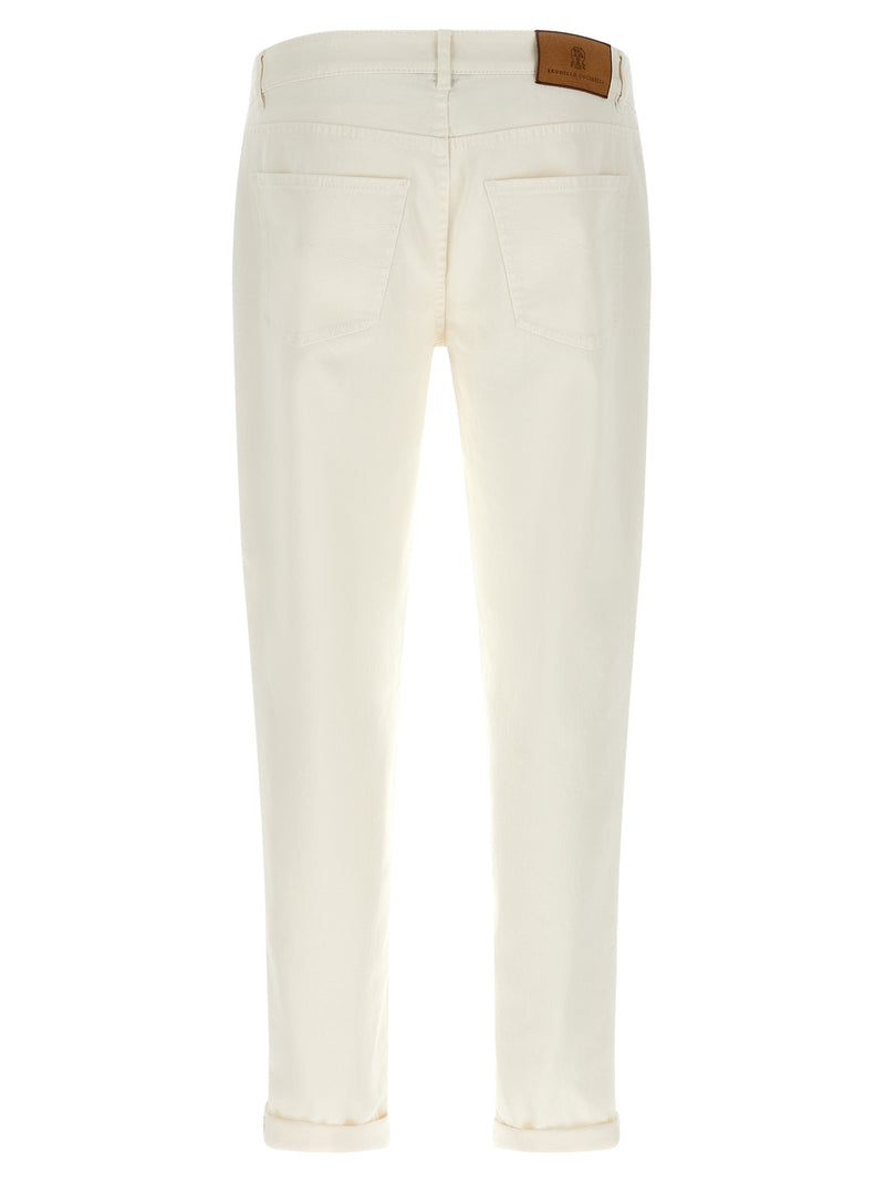 Brunello Cucinelli White Cotton Denim Jeans for Men