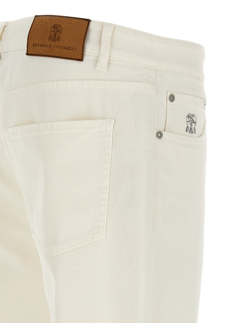 Brunello Cucinelli White Cotton Denim Jeans for Men