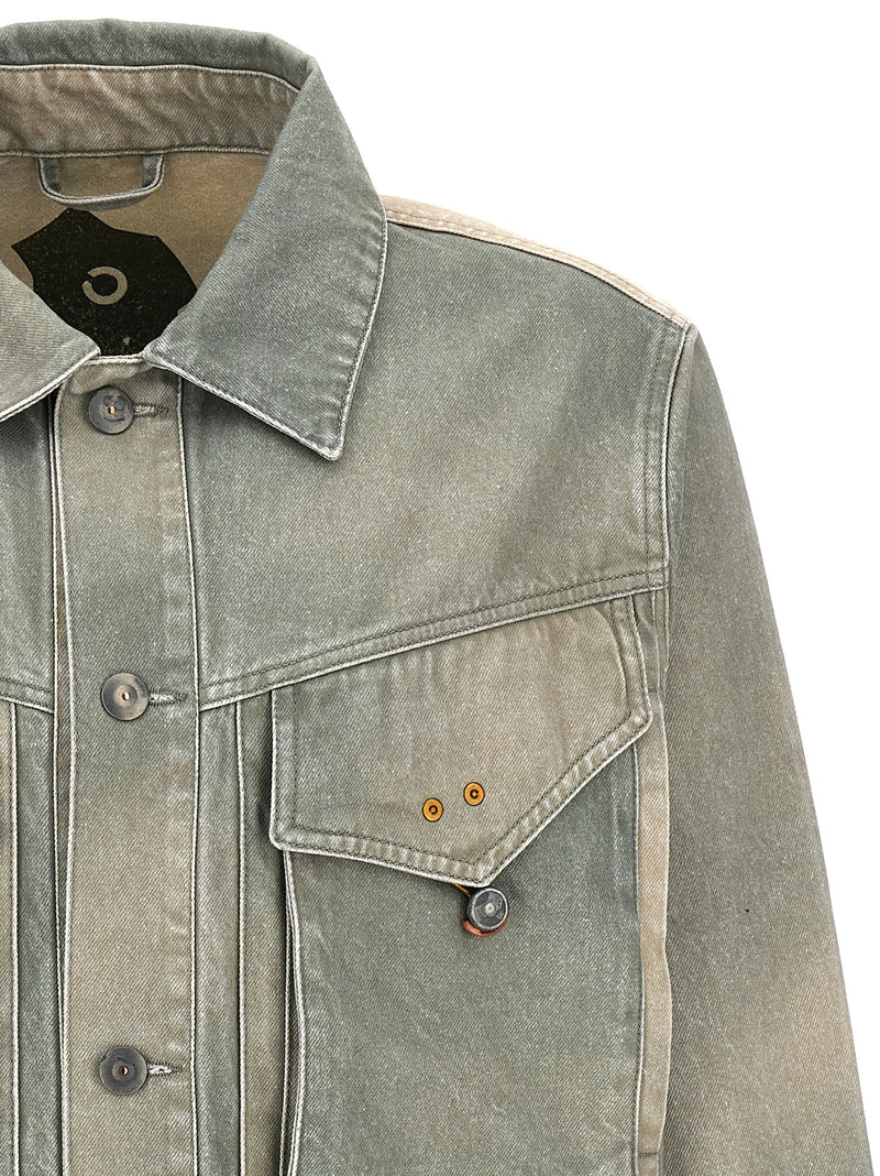 Objects IV Life Bicolor Cotton Denim Jacket - Green