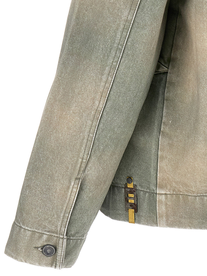 Objects IV Life Bicolor Cotton Denim Jacket - Green