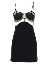 Nensi Dojaka Black Viscose Short Dress - Explosive Flower Bra