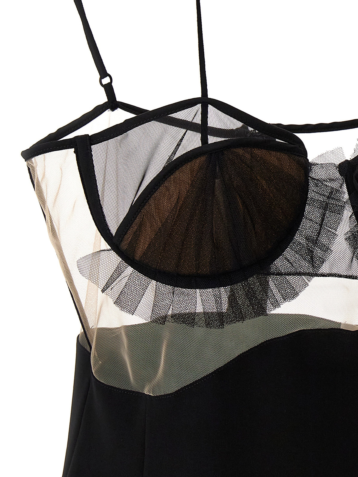 Nensi Dojaka Black Viscose Short Dress - Explosive Flower Bra