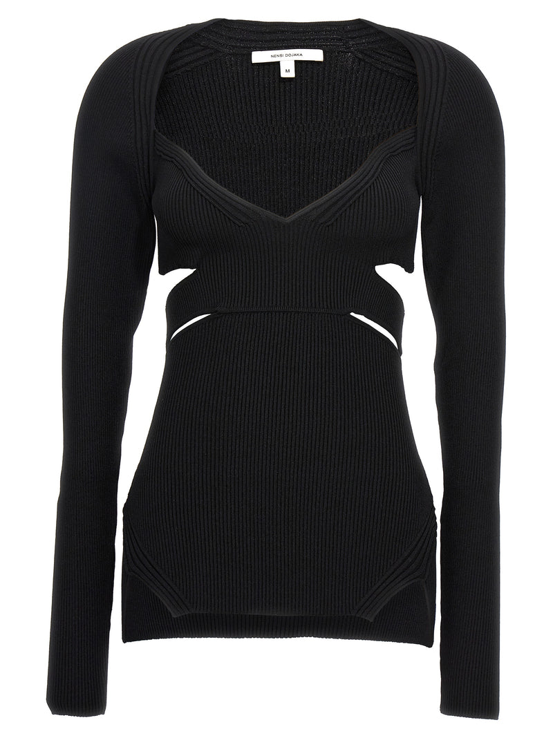 Nensi Dojaka Black Viscose Cardigan - Modern Elegance