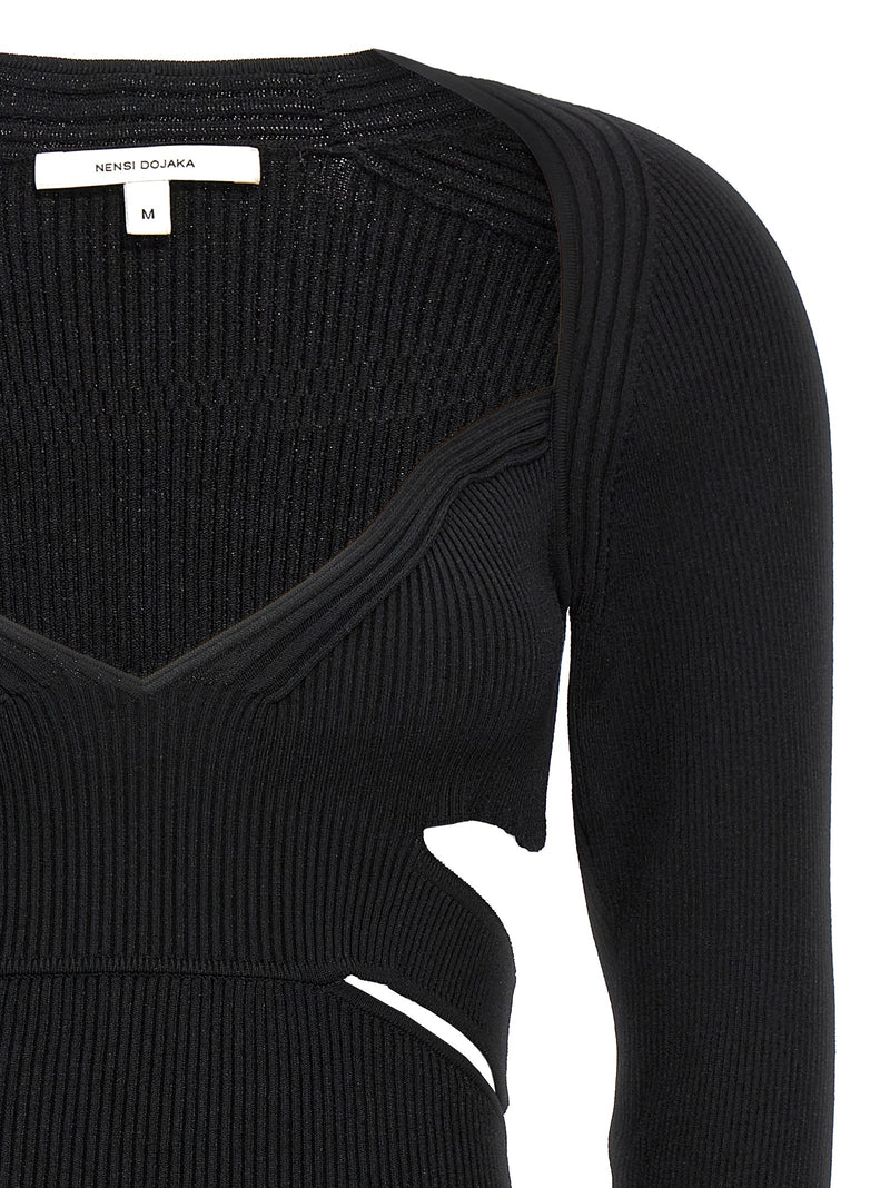 Nensi Dojaka Black Viscose Cardigan - Modern Elegance