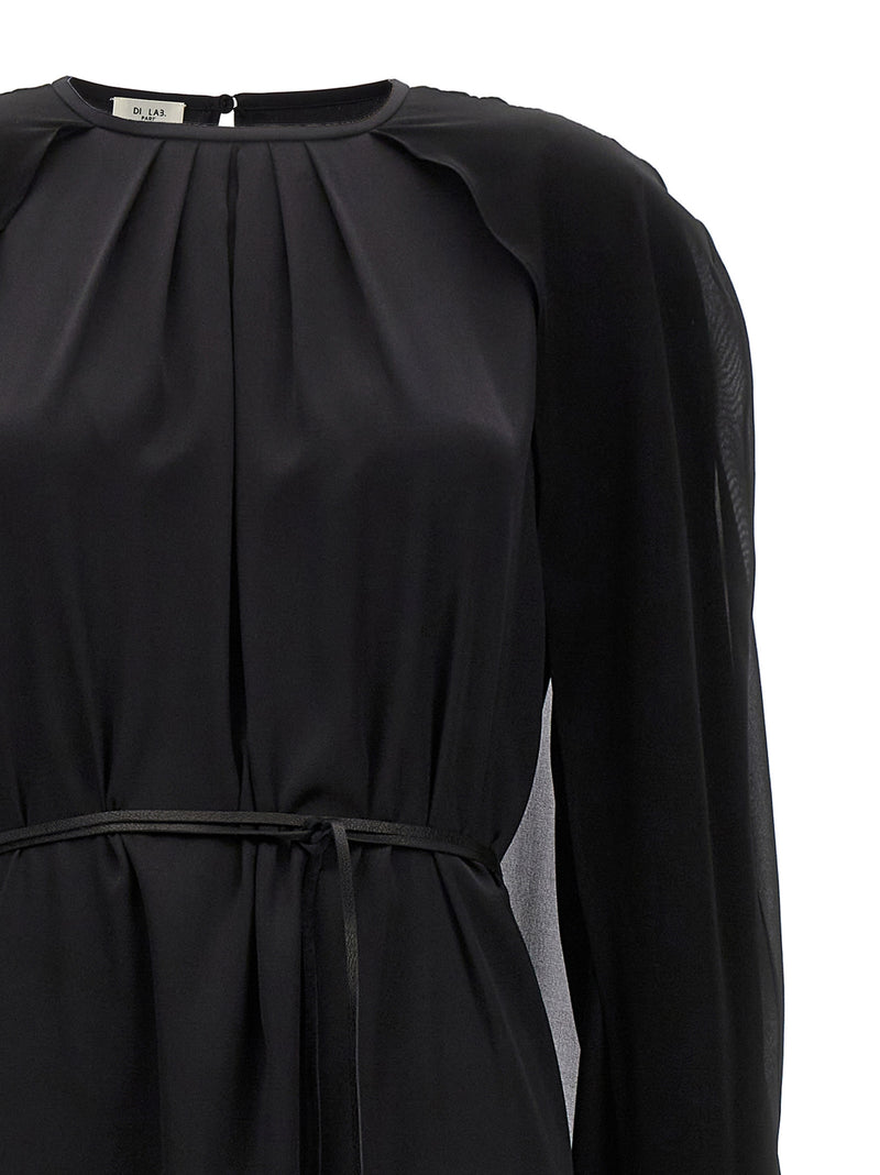 DI.LA3 PARI' Black Silk Long Dress - Elegant & Timeless