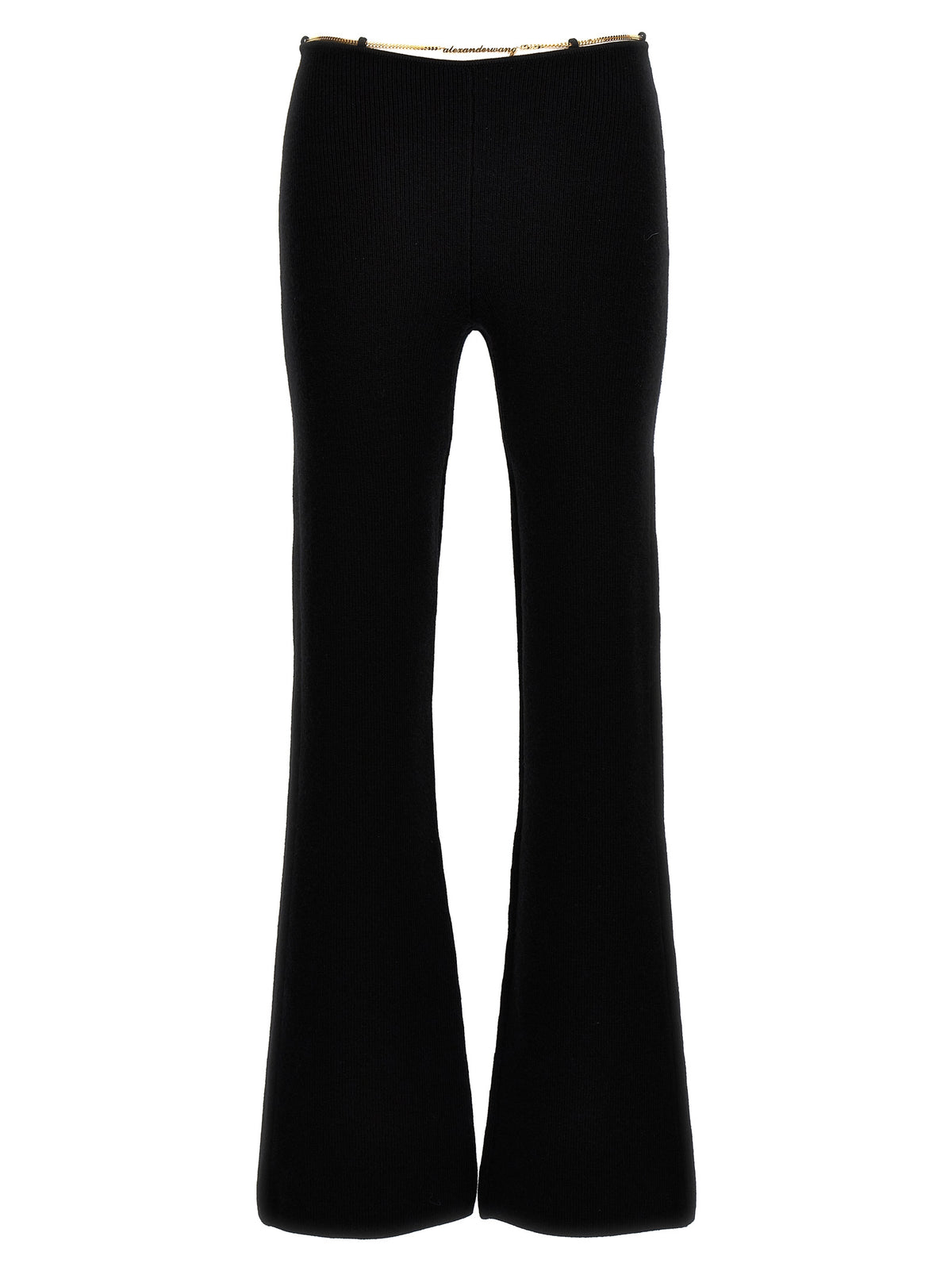 Alexander Wang Black Wool Casual Pants with Chain Detail