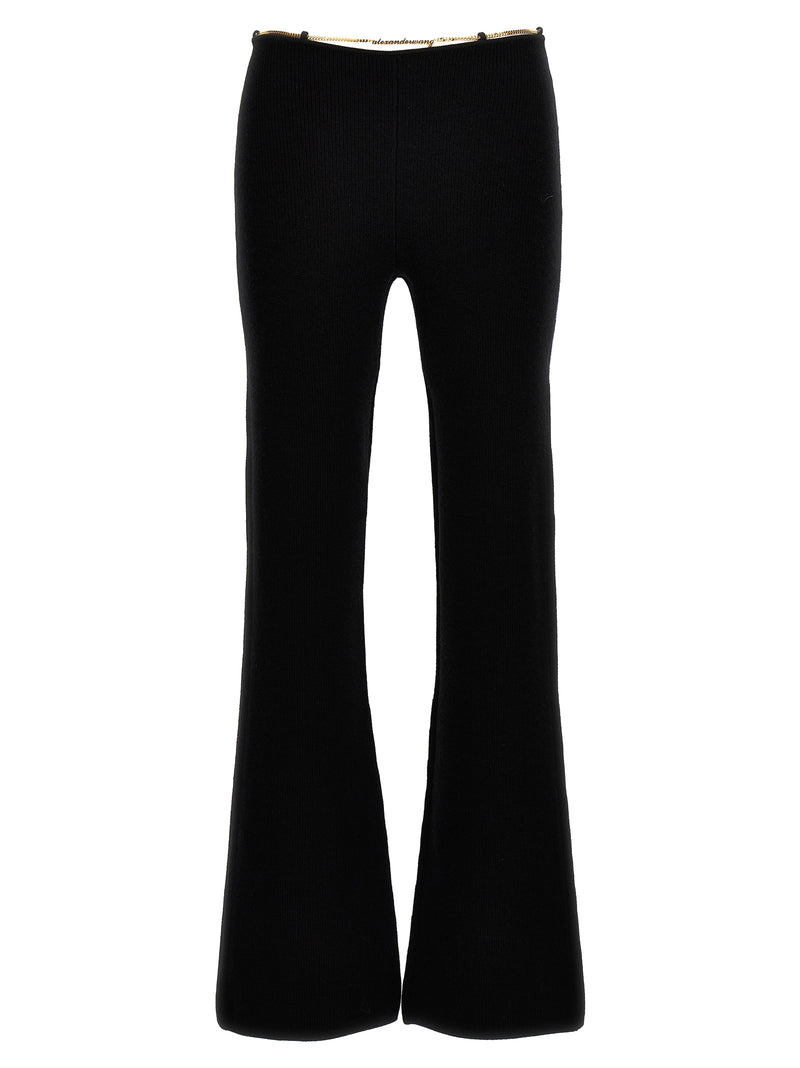 Alexander Wang Black Wool Casual Pants with Chain Detail