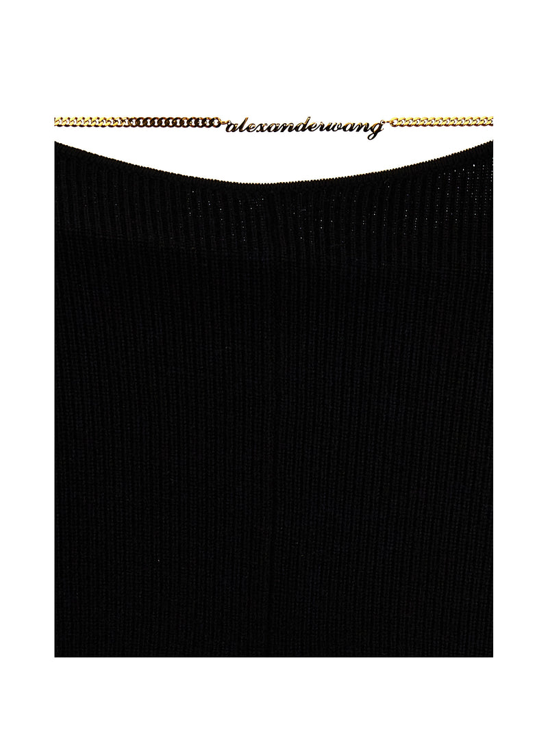 Alexander Wang Black Wool Casual Pants with Chain Detail