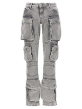 The Attico Essie Gray Cotton Cargo Pants for Women