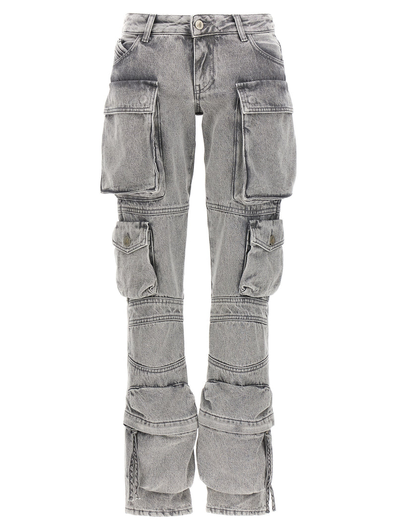 The Attico Essie Gray Cotton Cargo Pants for Women