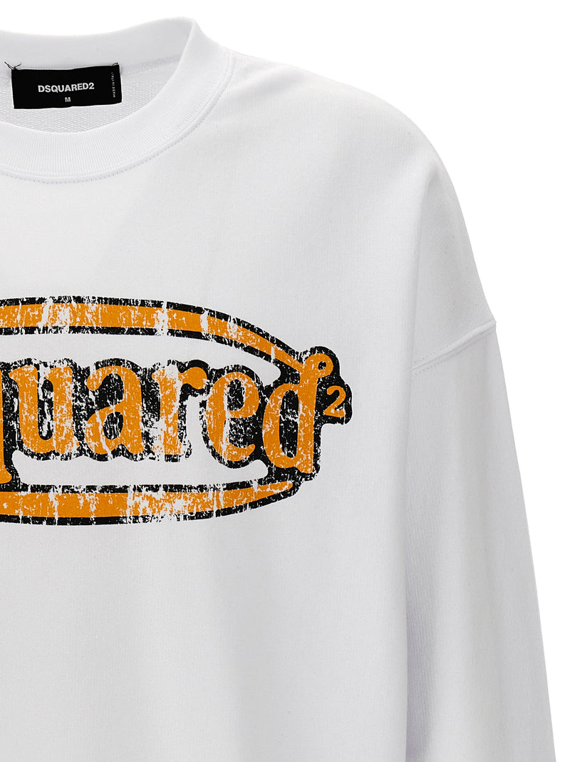 Dsquared² White Cotton Sweatshirt - Urban Cool Style