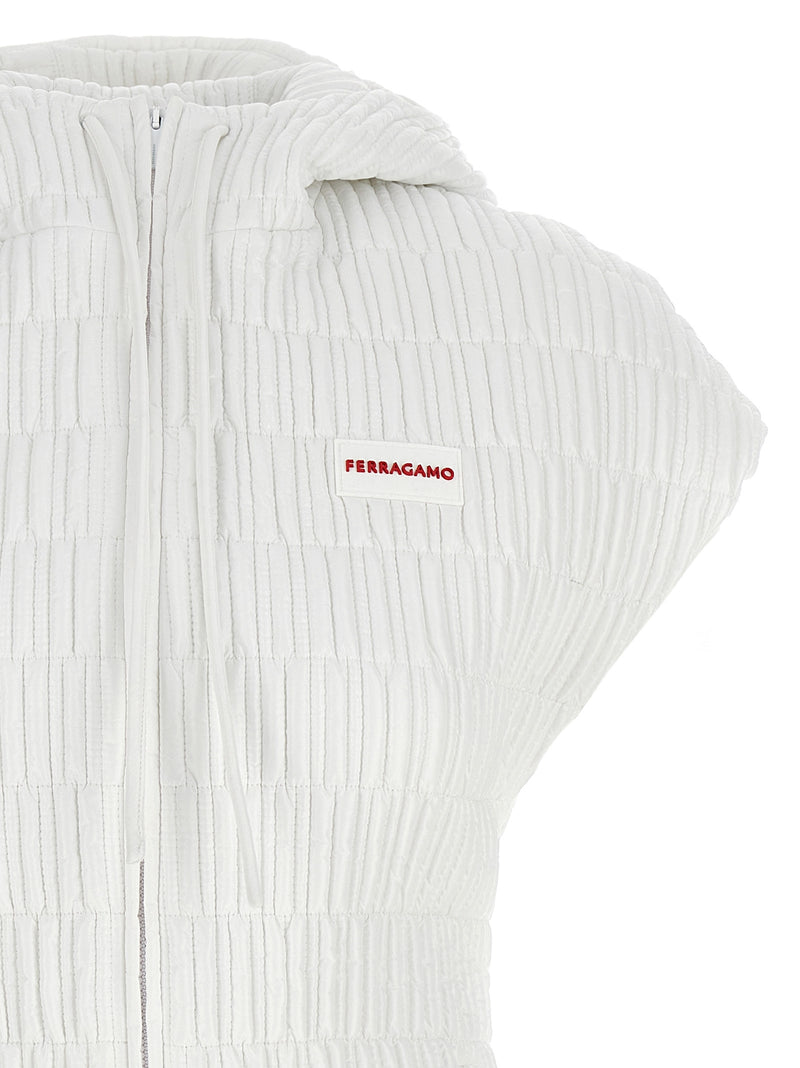 Ferragamo White Polyamide Sleeveless Jacket for Women