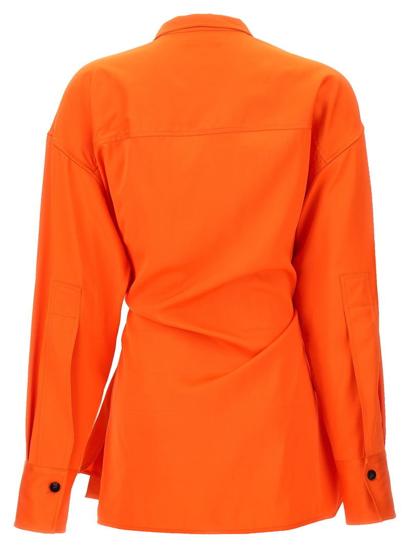 Ferragamo Orange Viscose Blouse - Asymmetrical Satin Shirt