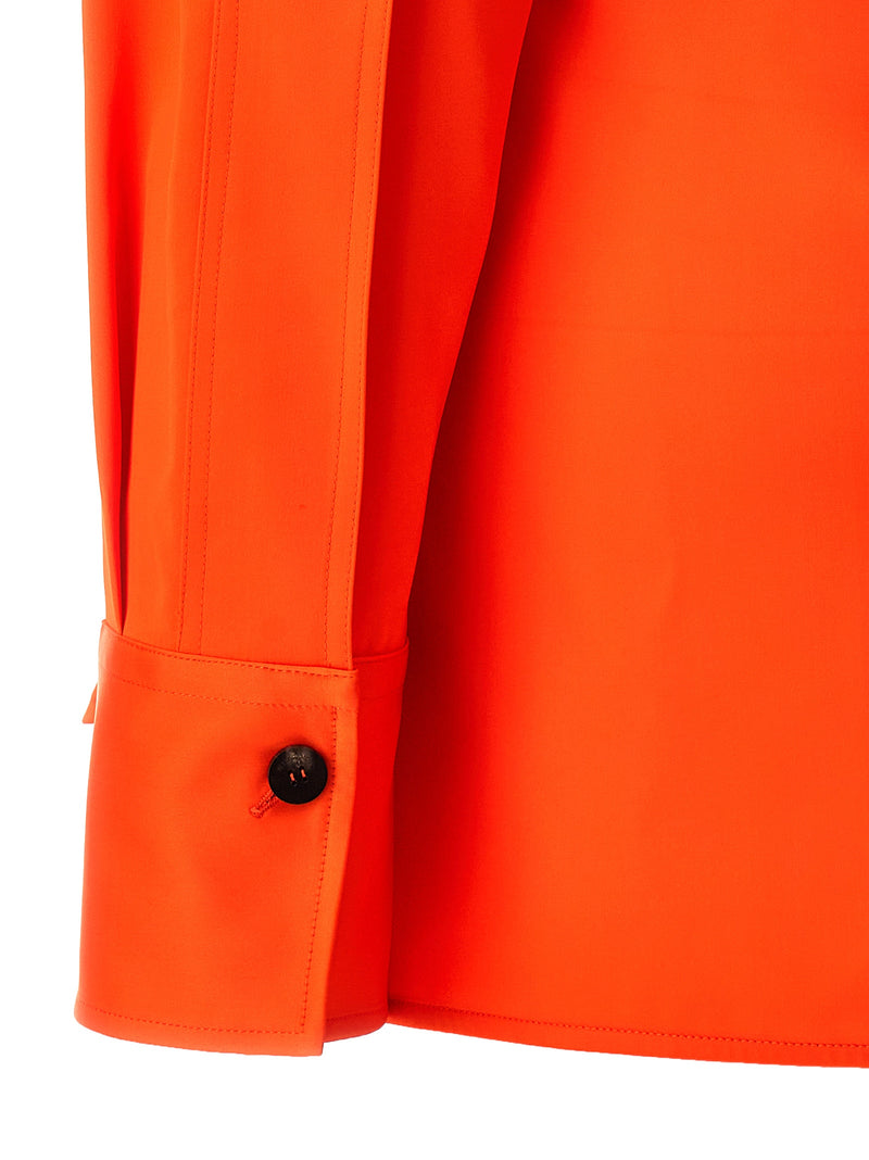 Ferragamo Orange Viscose Blouse - Asymmetrical Satin Shirt