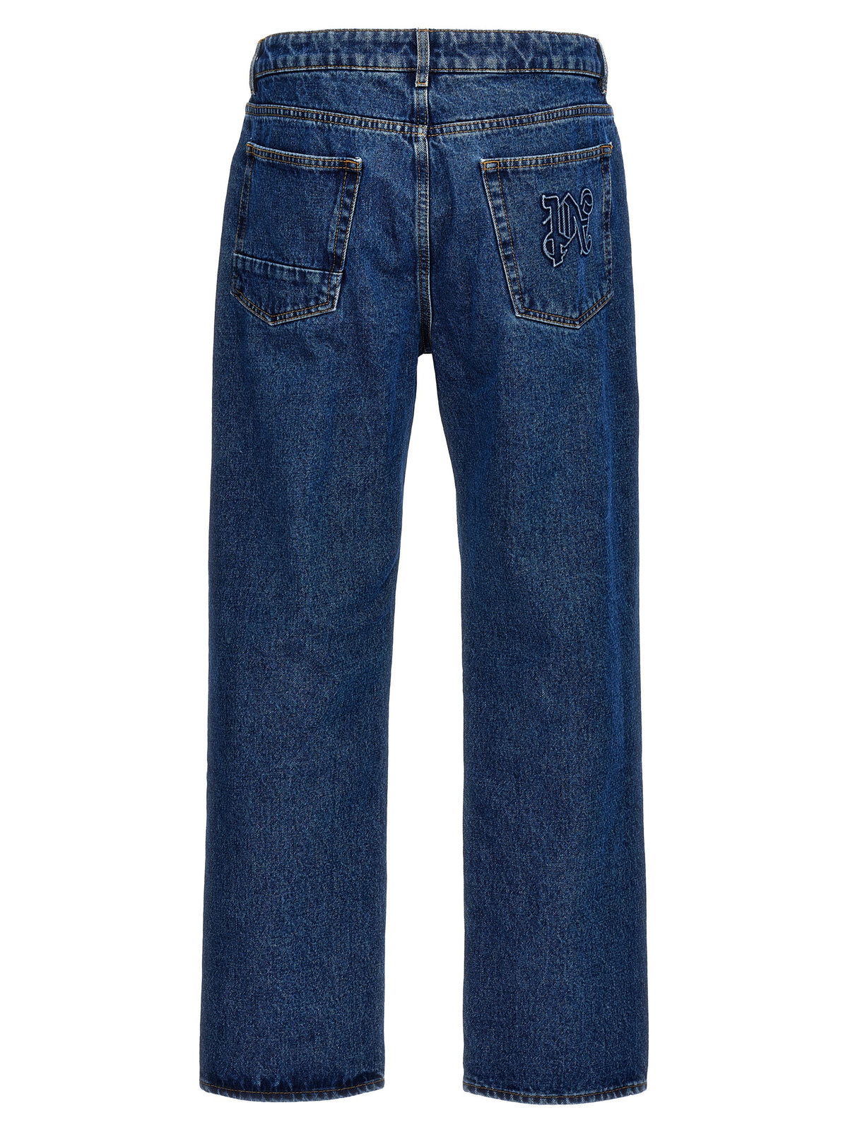 Palm Angels Blue Cotton Straight-Leg Jeans - LW Monogram