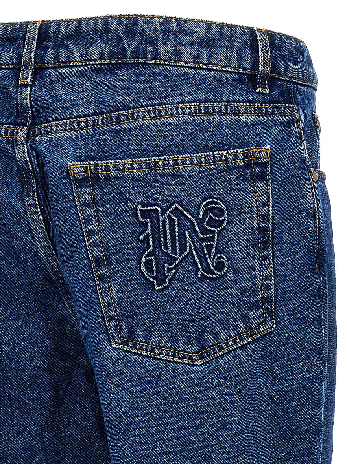 Palm Angels Blue Cotton Straight-Leg Jeans - LW Monogram