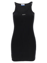 Off-White Black Cotton Short Dress - Stylish & Comfortable