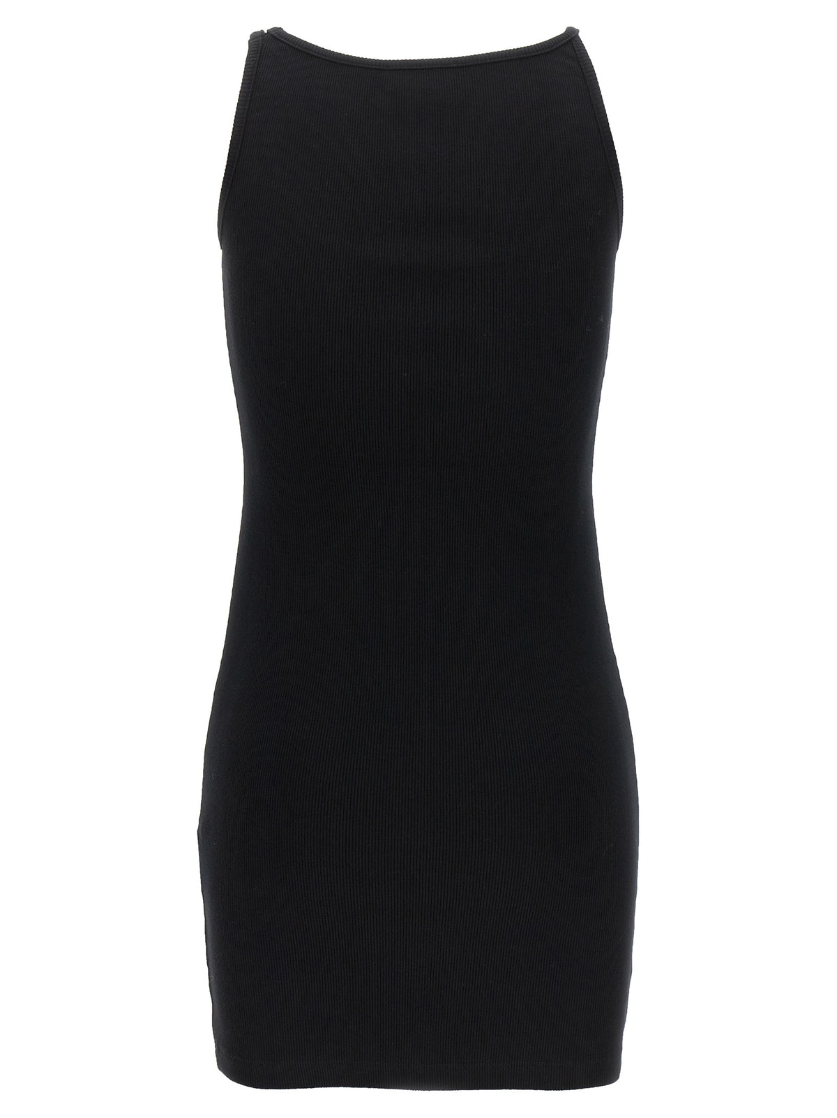 Off-White Black Cotton Short Dress - Stylish & Comfortable