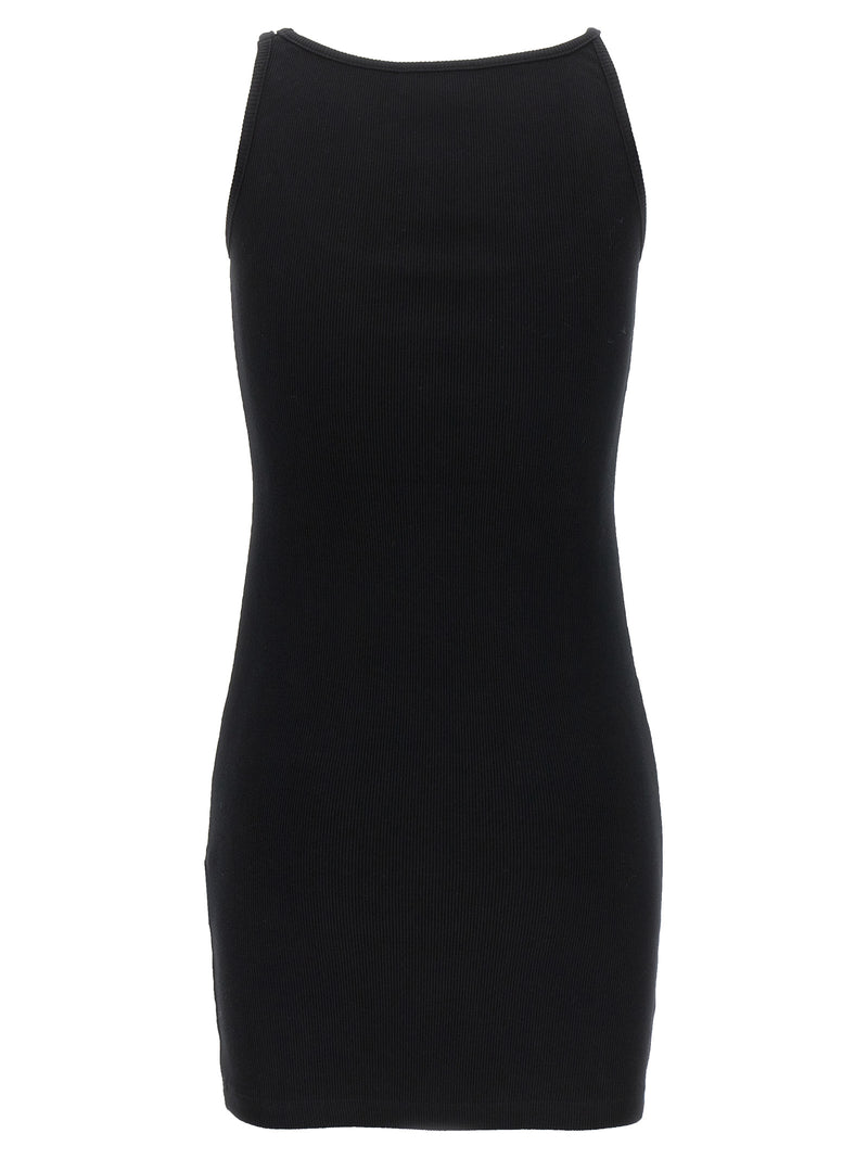 Off-White Black Cotton Short Dress - Stylish & Comfortable